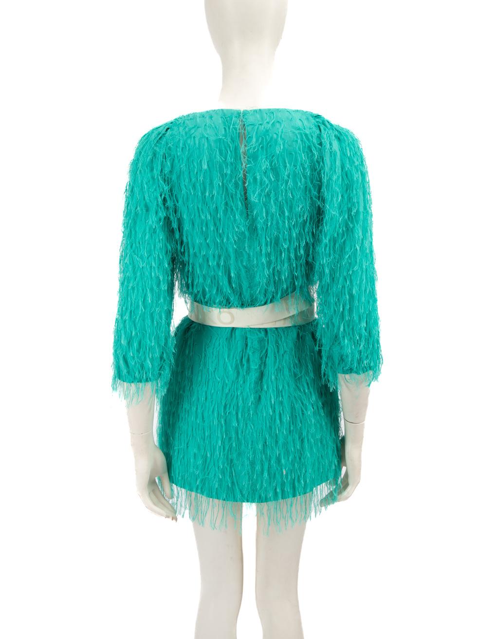 Blue Pinko Turquoise Tassel Mini Dress Size XXS For Sale
