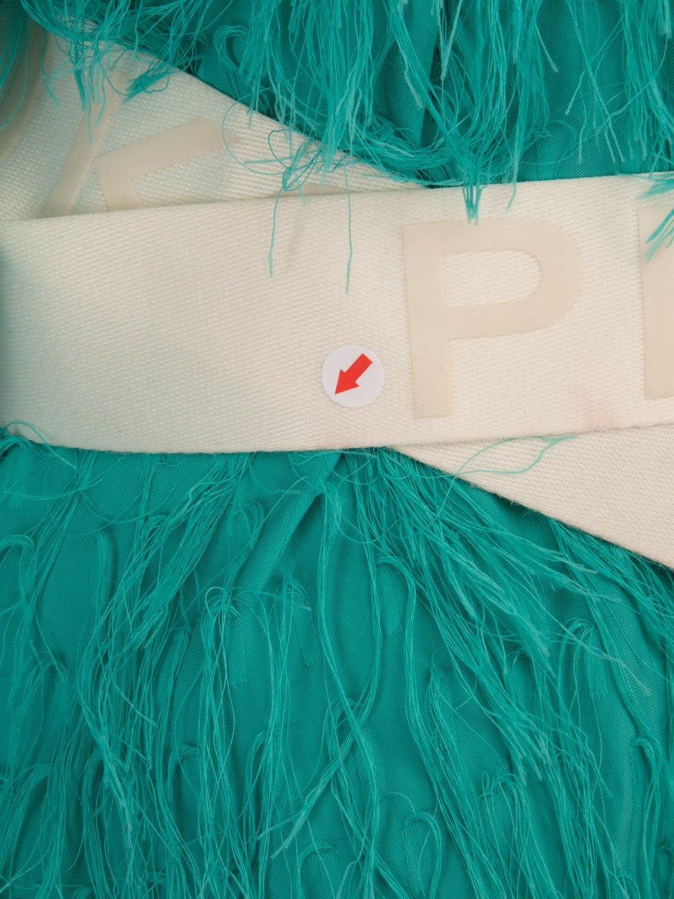 Pinko Turquoise Tassel Mini Dress Size XXS For Sale 1