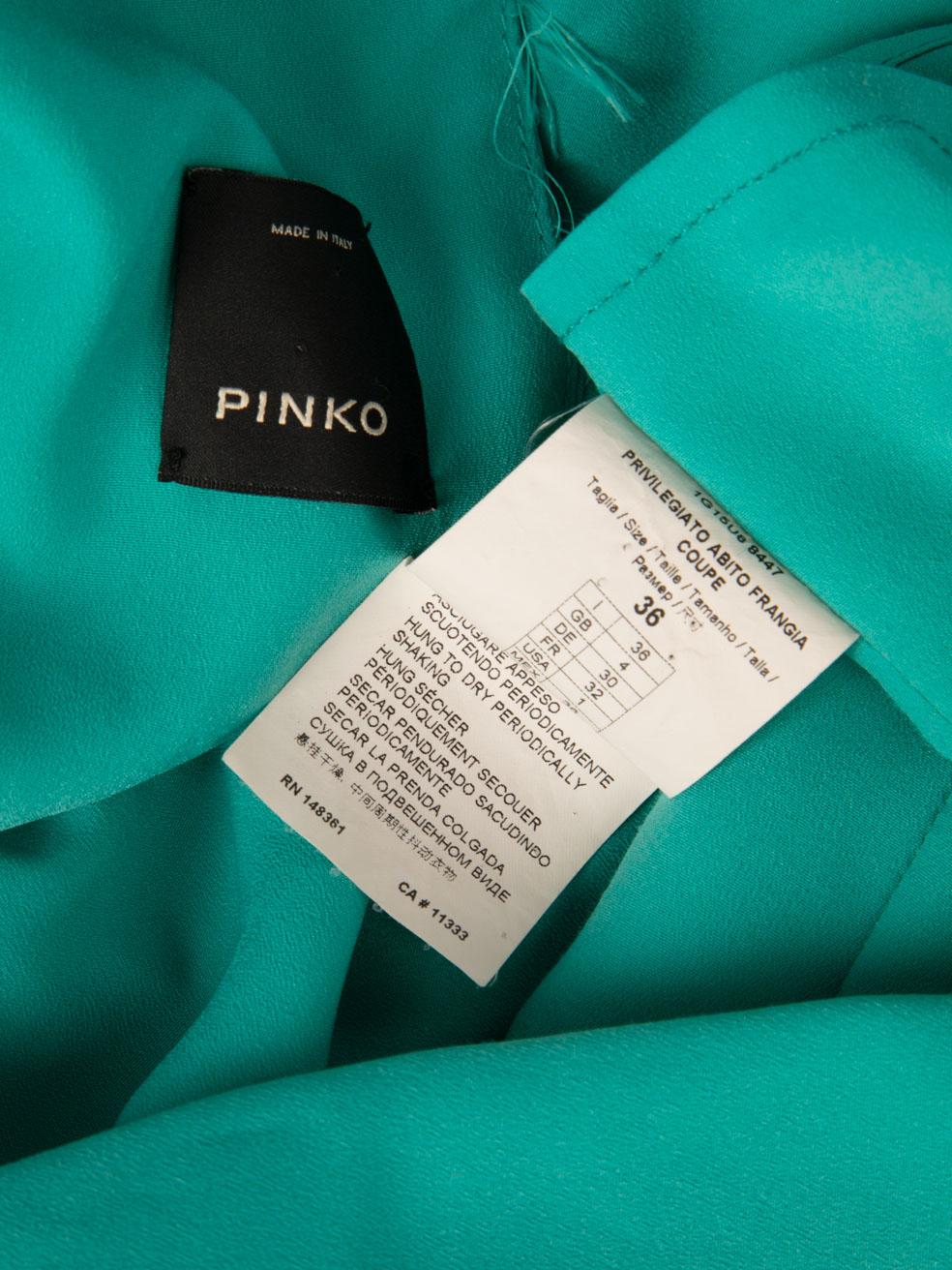 Pinko Turquoise Tassel Mini Dress Size XXS For Sale 2