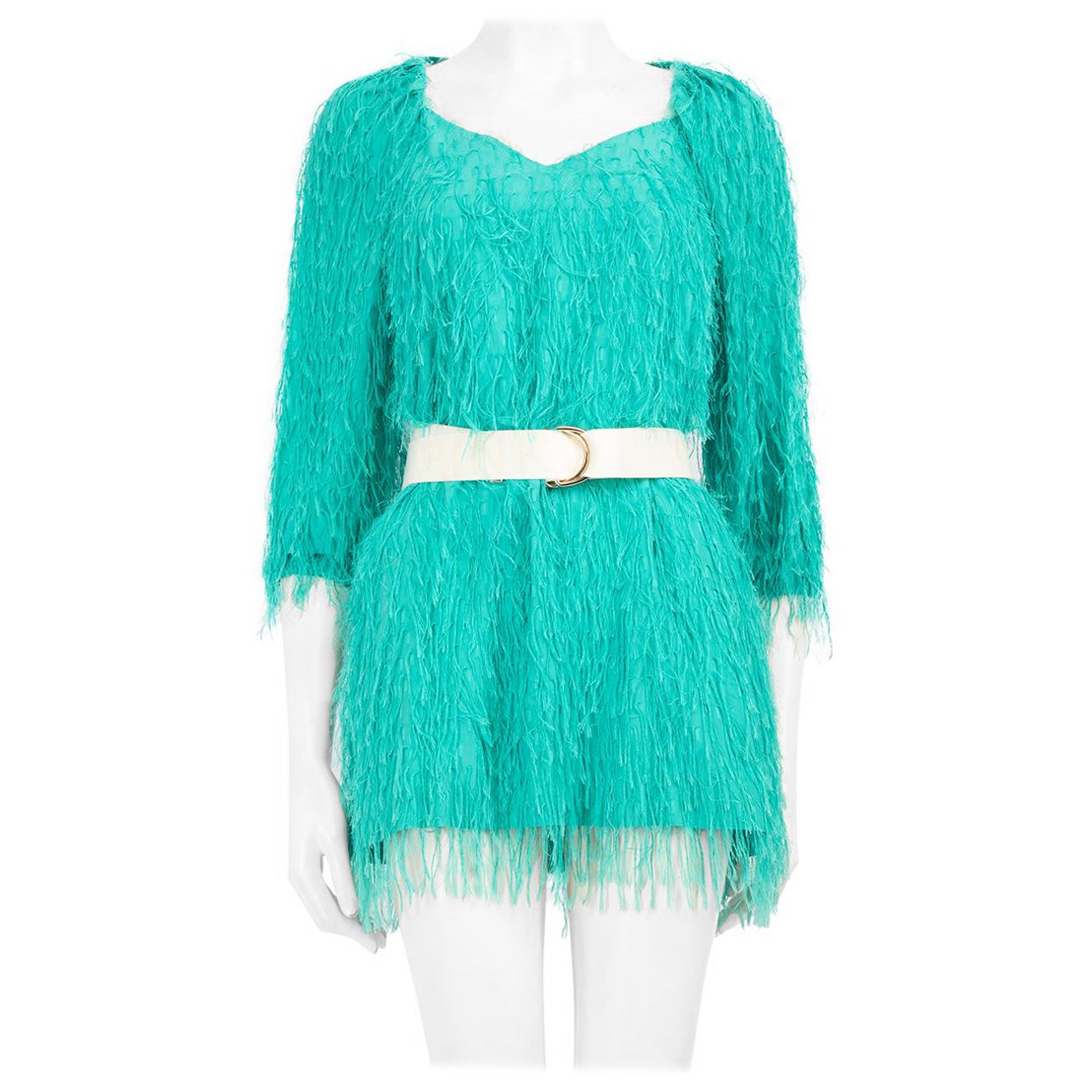 Pinko Turquoise Tassel Mini Dress Taille XXS