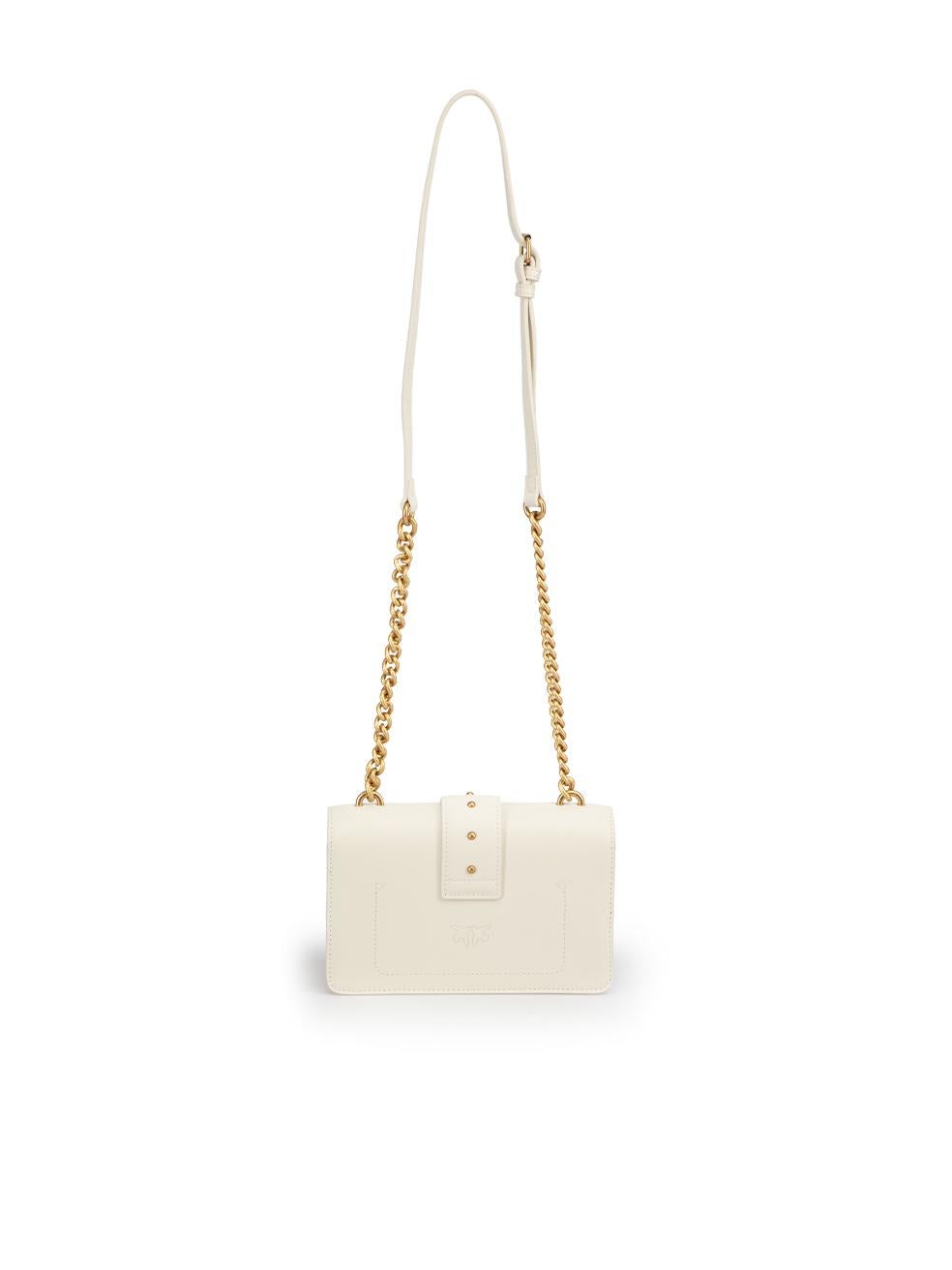 Pinko White Leather Love One Mini Crossbody Bag In New Condition For Sale In London, GB