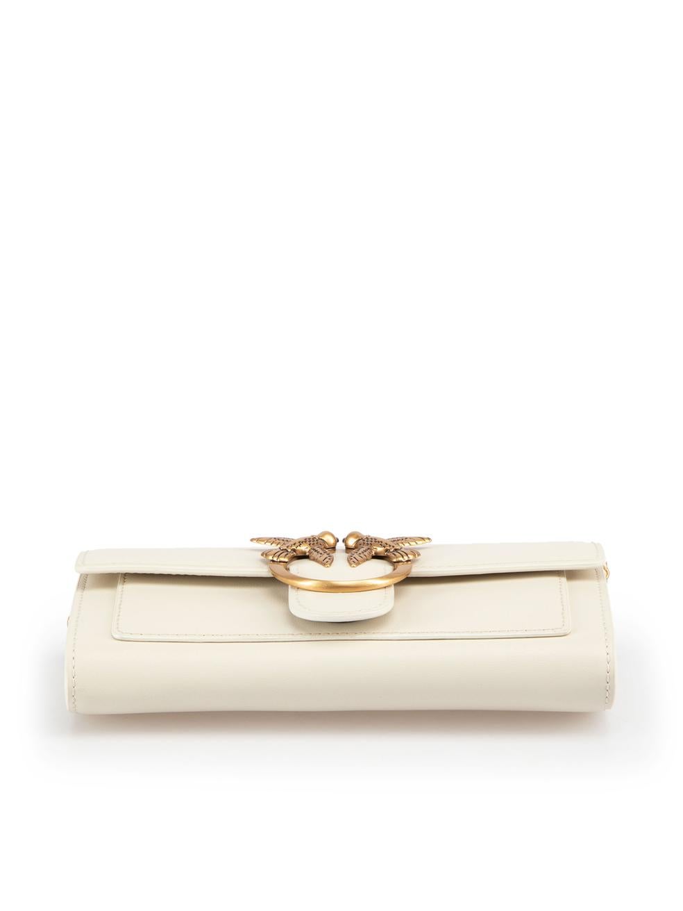 Women's Pinko White Leather Love One Wallet on Chain For Sale