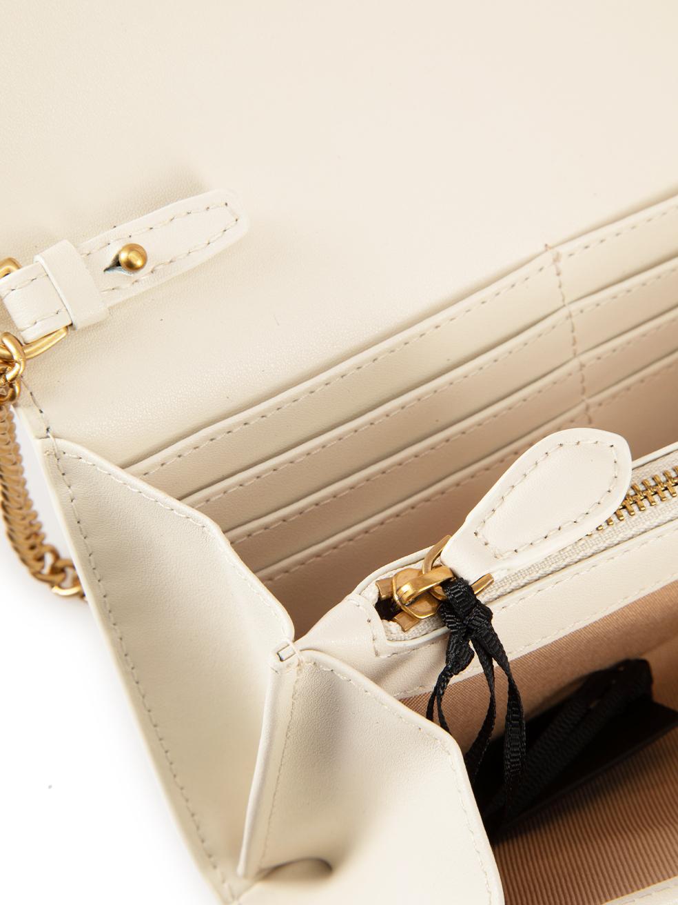Pinko White Leather Love One Wallet on Chain For Sale 2