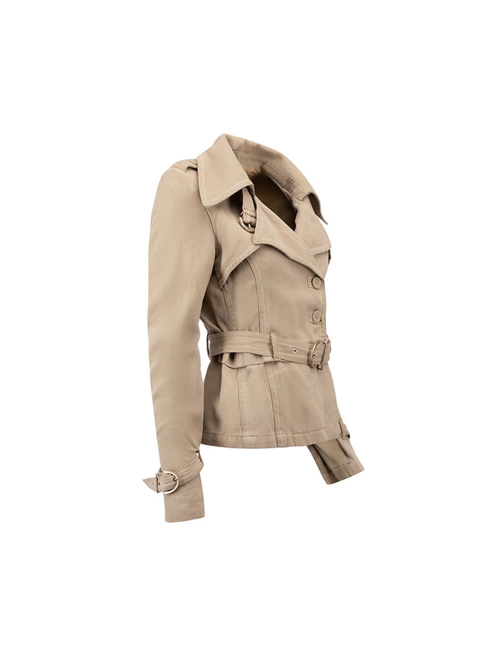 CONDITION is Very good. Hardly any visible wear to jacket is evident on this used Pinko designer resale item.




Details


Beige

Cotton

Fitted jacket

Double breasted

Belted

Buckle strapped cuffs





Made in Italy



Composition

51% Cotton,