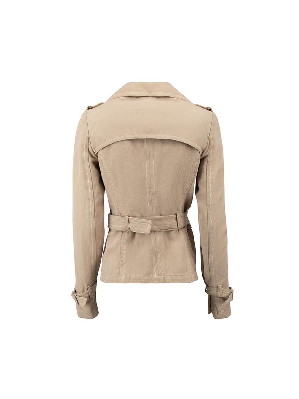 Pinko Women's Beige Double Breasted Belted Jacket In Good Condition In London, GB