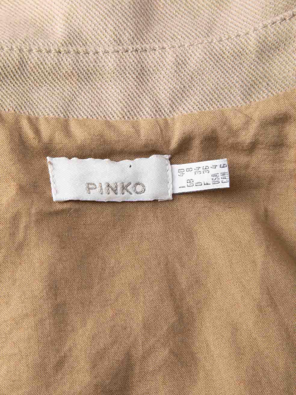 Pinko Women's Beige Double Breasted Belted Jacket 1