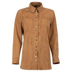 Pinko Women's Brown Suede Button Up Shirt