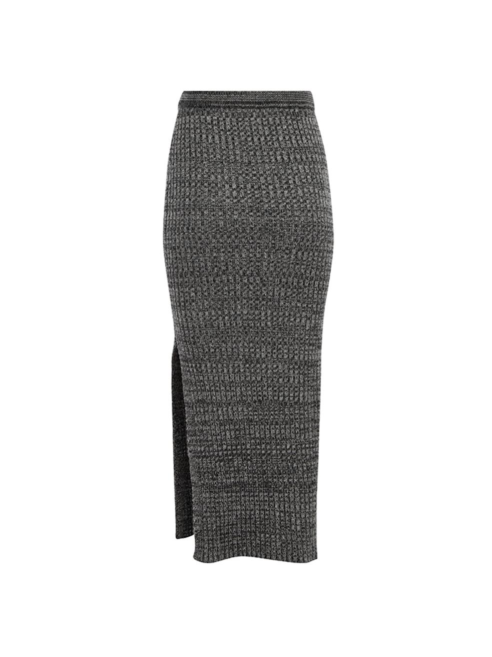 Pinko Women's Grey Knit Midi Skirt In Excellent Condition For Sale In London, GB
