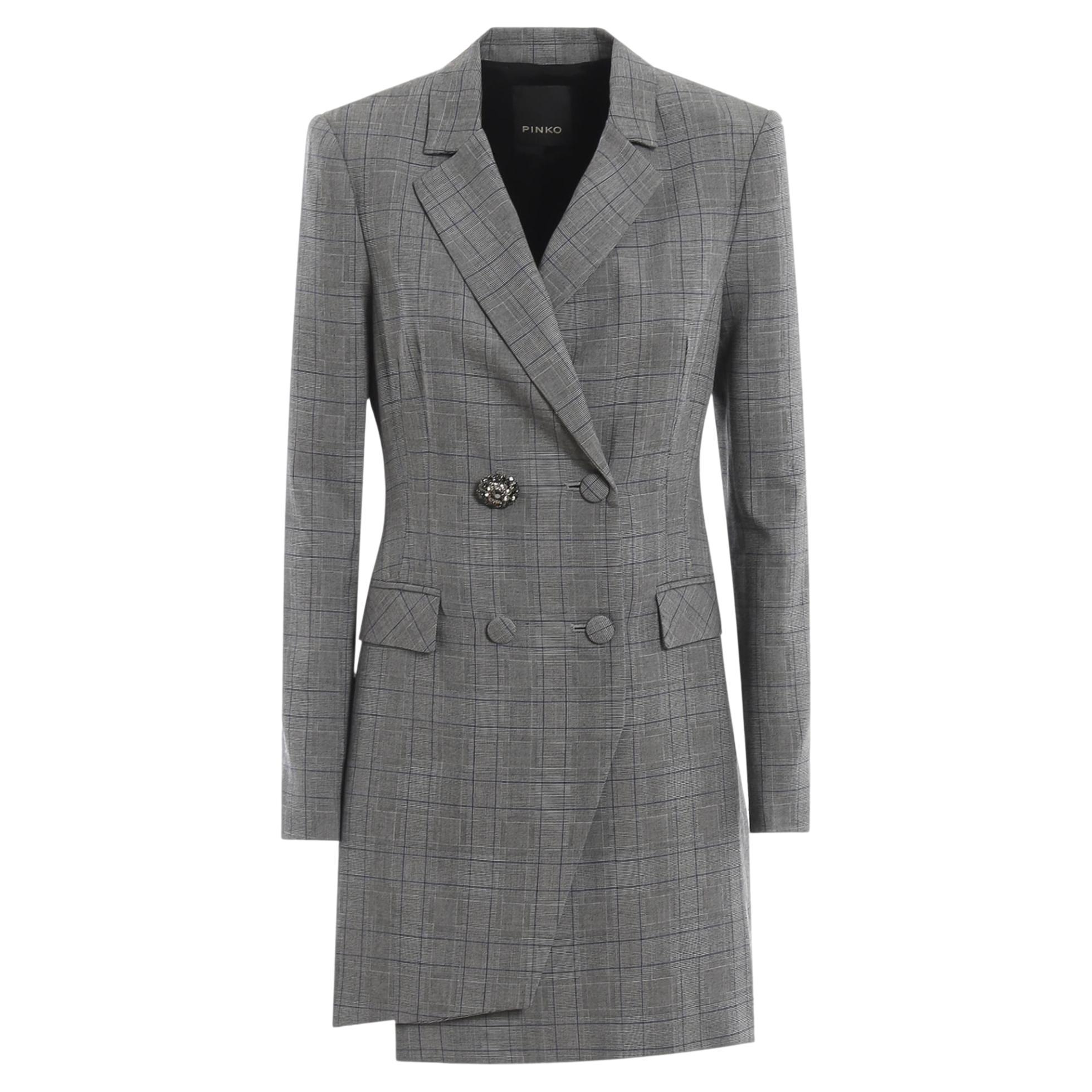 Pinko Wool Blend Prince Of Wales Blazer Dress For Sale