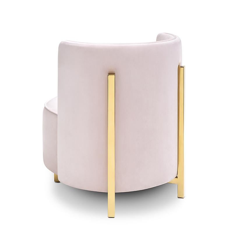 Italian Pinky Armchair with Gold Finish Feet For Sale