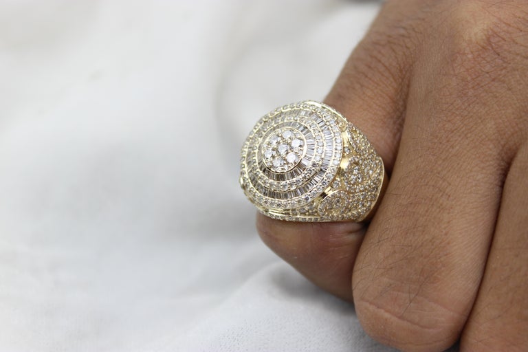 Customizable Pinky Finger Diamond Ring with Baguettes and Rounds for