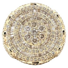 Bague à doigt rose en or massif 18 carats avec diamants baguettes et ronds pour hommes