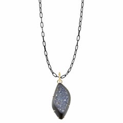 Pinnacle Medium Black Druzy Silver Necklace