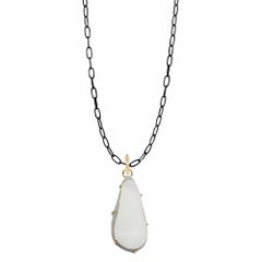 Pinnacle Medium White Druzy Silver Necklace
