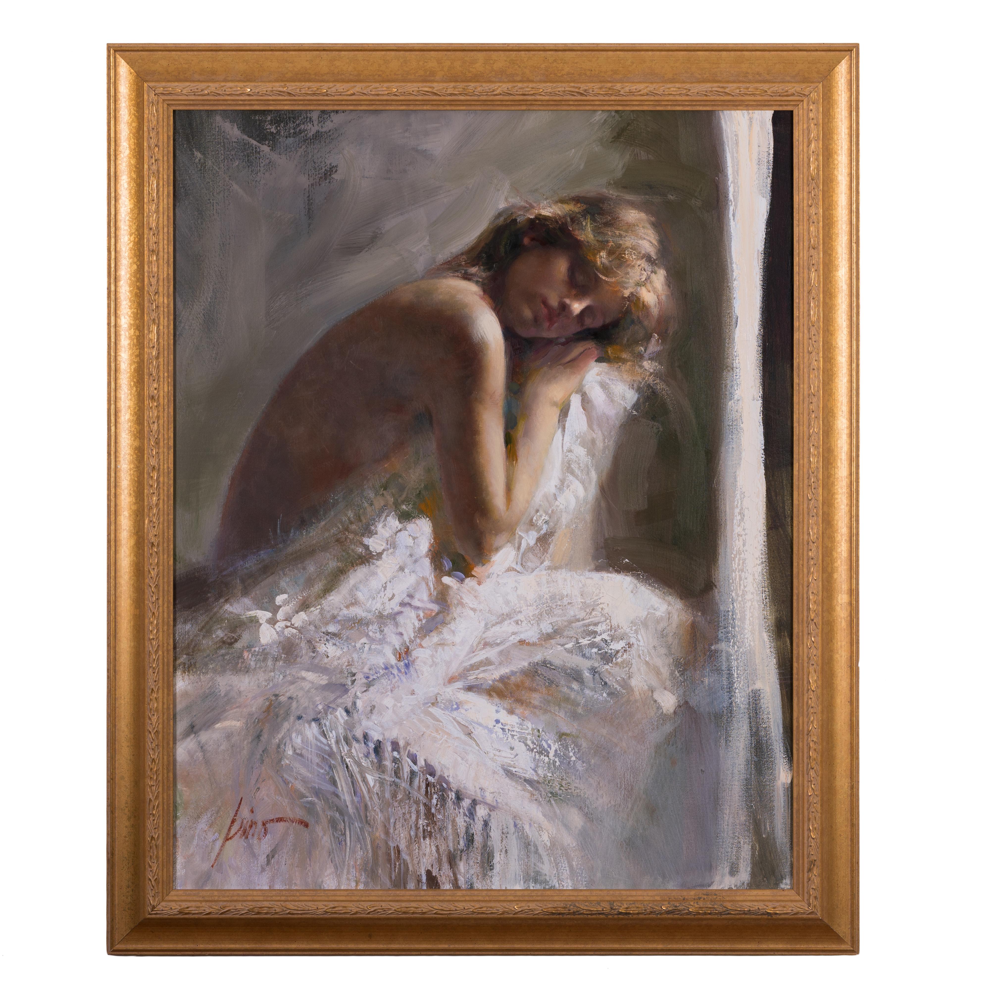 Pino Daeni
(Italian-American, 1939-2010)

In The Distance
oil on canvas 

Artist catalog reference MO#10.

canvas: 24 by 30 inches
frame: 28 ½ by 34 ½ inches

Provenance: Hilton Head Island estate; Morris & Whiteside Auctions, Hilton Head Island, SC.