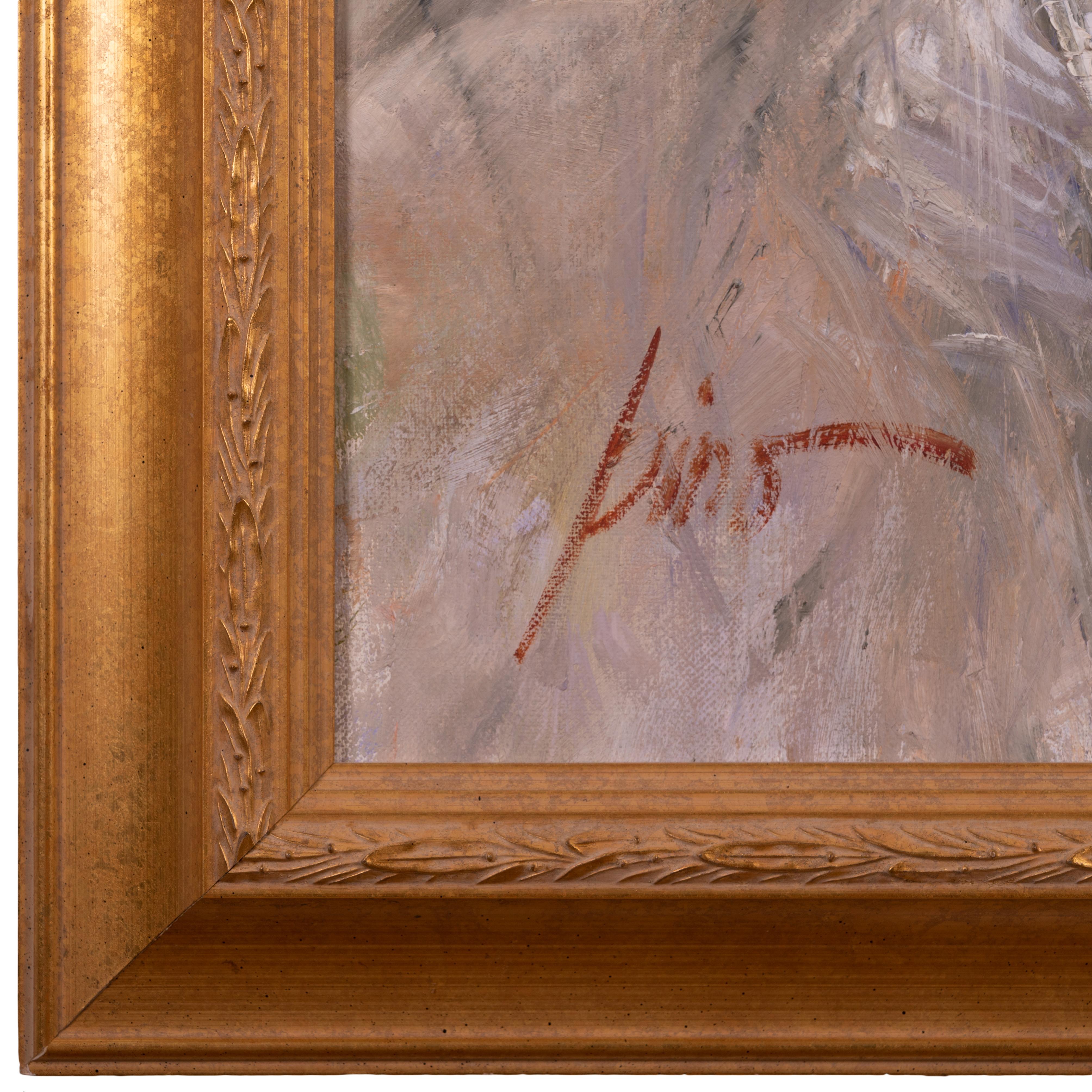 Pino Daeni - In The Distance, Original Oil on Canvas In Good Condition For Sale In Savannah, GA