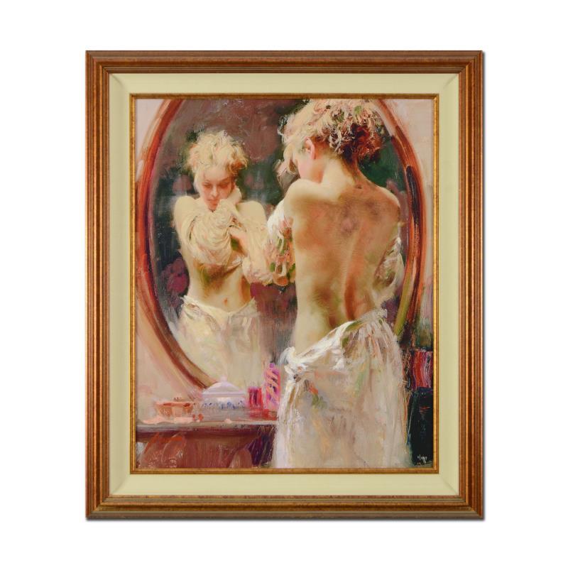 "Contemplation" Framed Limited Edition Hand Embellished Giclee on Canvas - Mixed Media Art by Pino Daeni