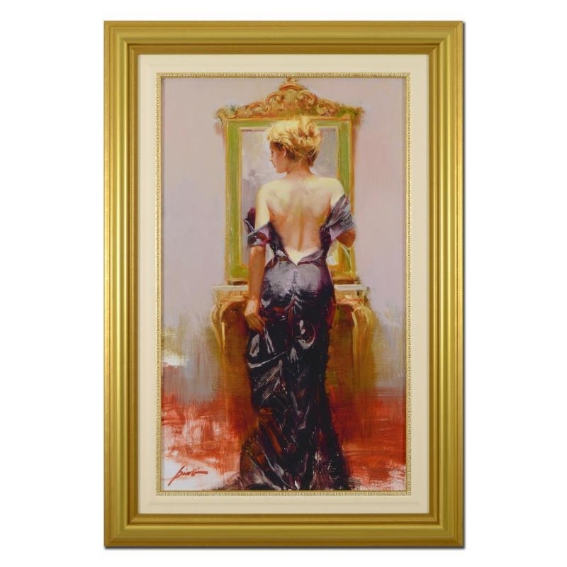 "Evening Elegance" Framed Limited Edition Hand Embellished Giclee on Canvas - Mixed Media Art by Pino Daeni