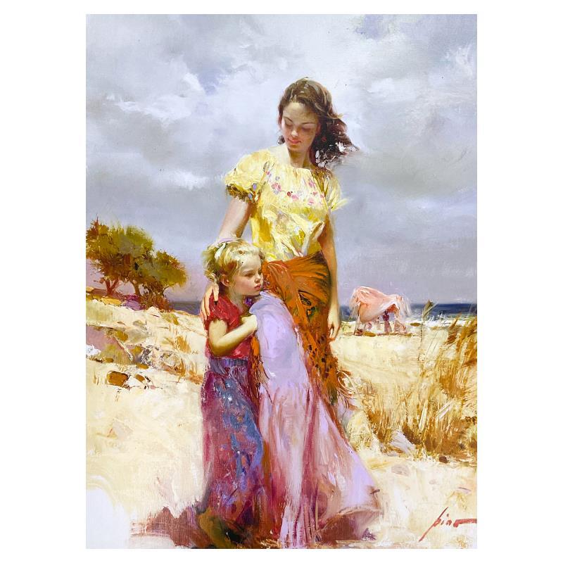 "Family Retreat" Hand Embellished Limited Edition on Canvas - Mixed Media Art by Pino Daeni