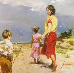 Mother and Children on the Beach