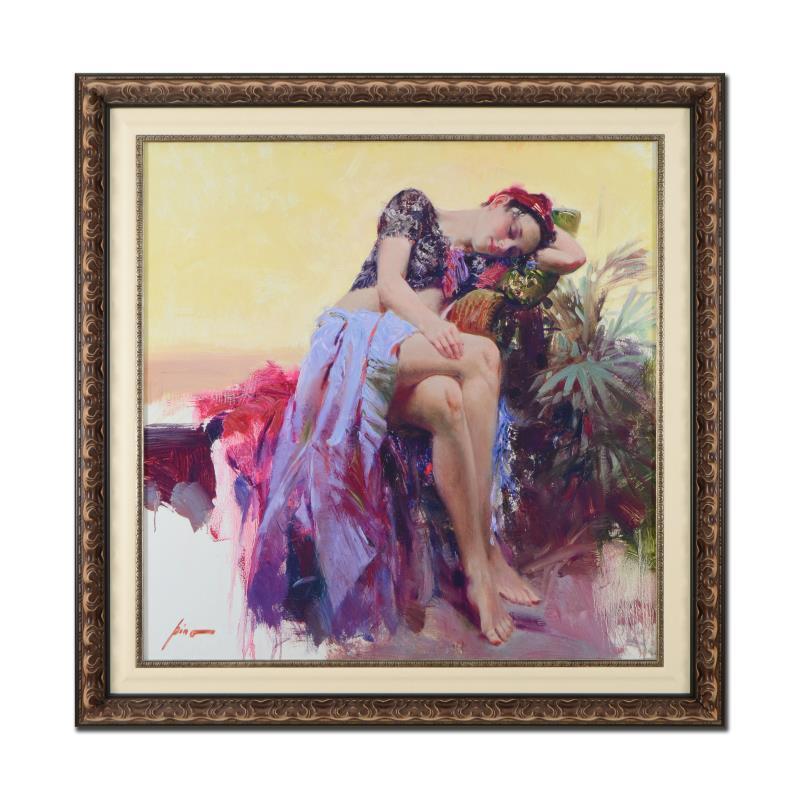 "Siesta" Framed Limited Edition Hand Embellished Giclee on Canvas - Mixed Media Art by Pino Daeni