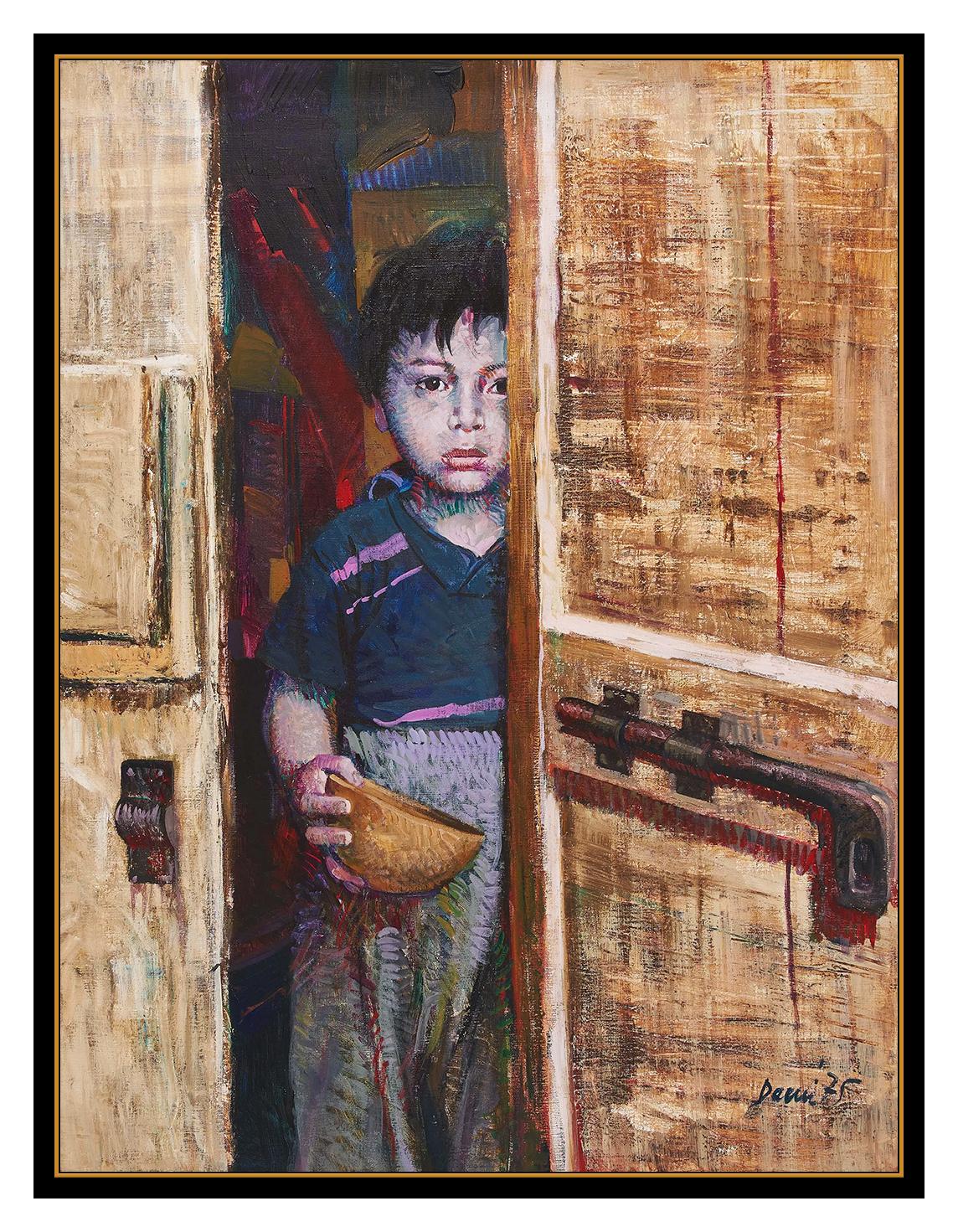 Pino Daeni Large Original Oil Painting on Canvas Child Portrait Signed Artwork 2