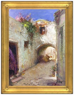 Pino Daeni Original Oil Painting on Canvas European Cityscape Signed Framed Art