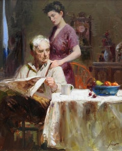 "Tender Moments", Píno Daeni, 30x24, Original Oil/Canvas, Romantic Impressionism