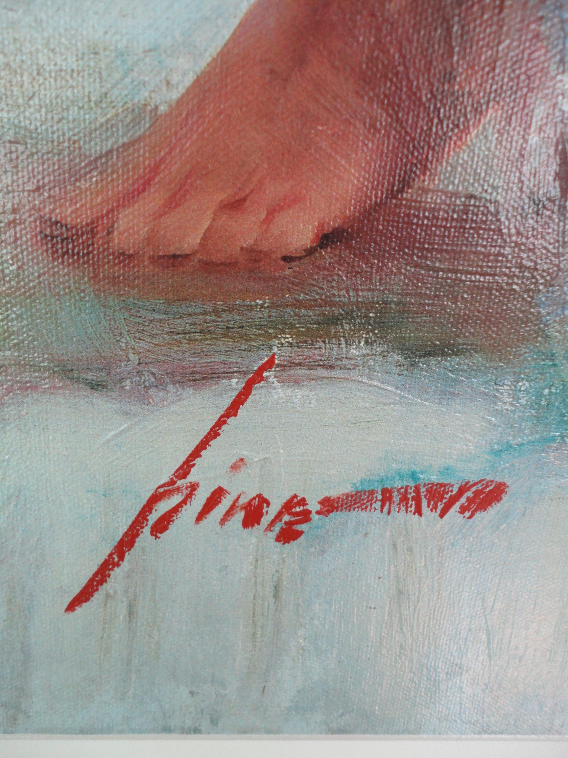 Book of Poems-Limited Edition Embellished Giclee on Canvas. Signed by Artist. - Print by Pino Daeni