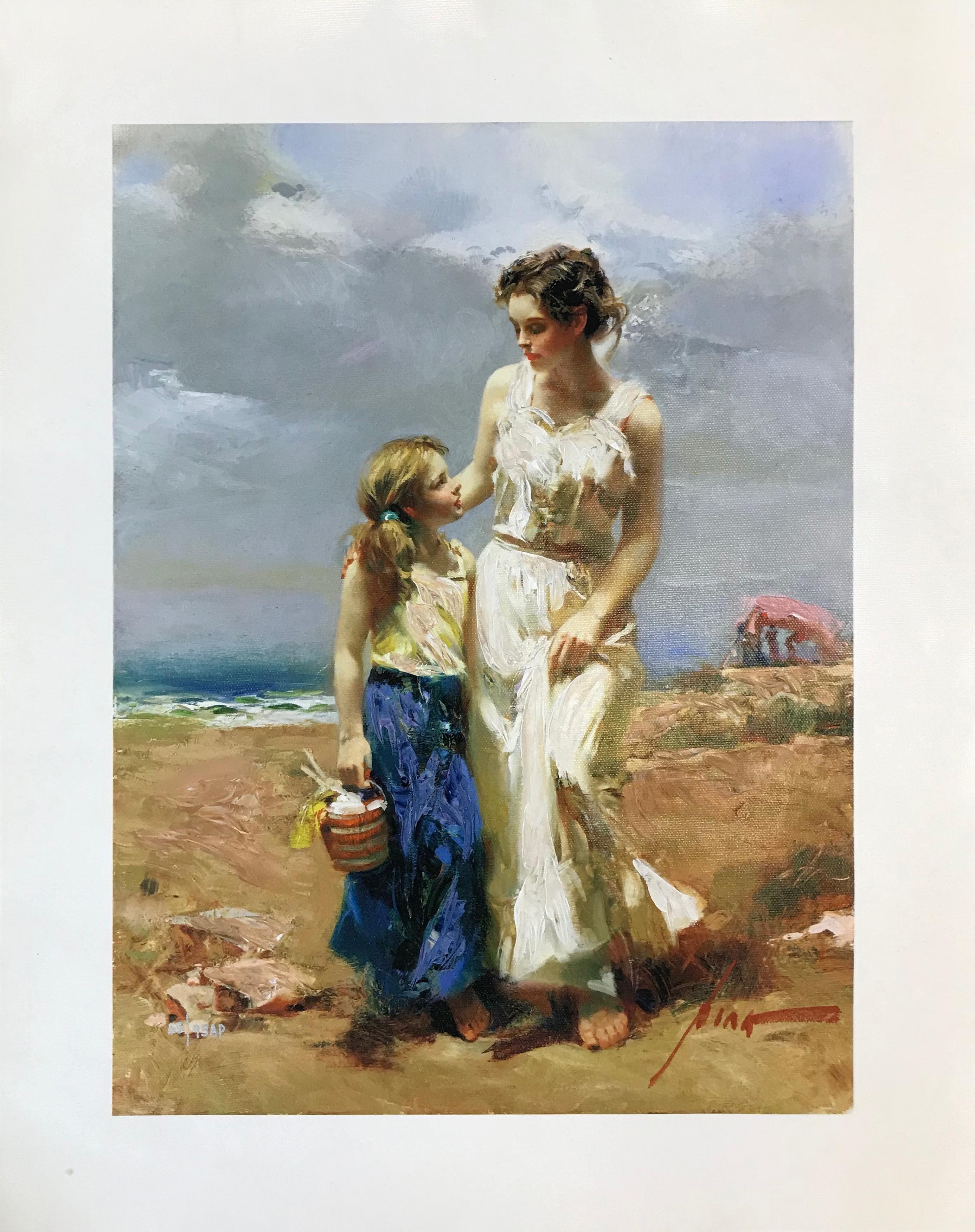 IN RIVA AL MARE (ABBELLITO A MANO) - Print di Pino Daeni