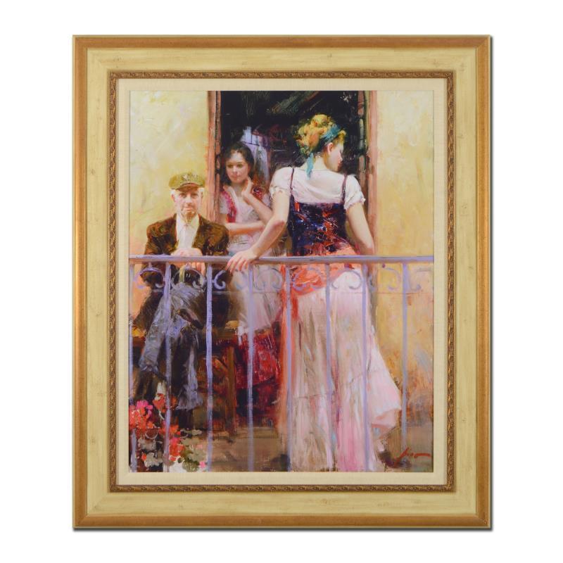 "Family Time" Framed Limited Edition Hand Embellished Giclee on Canvas - Mixed Media Art by Pino Daeni