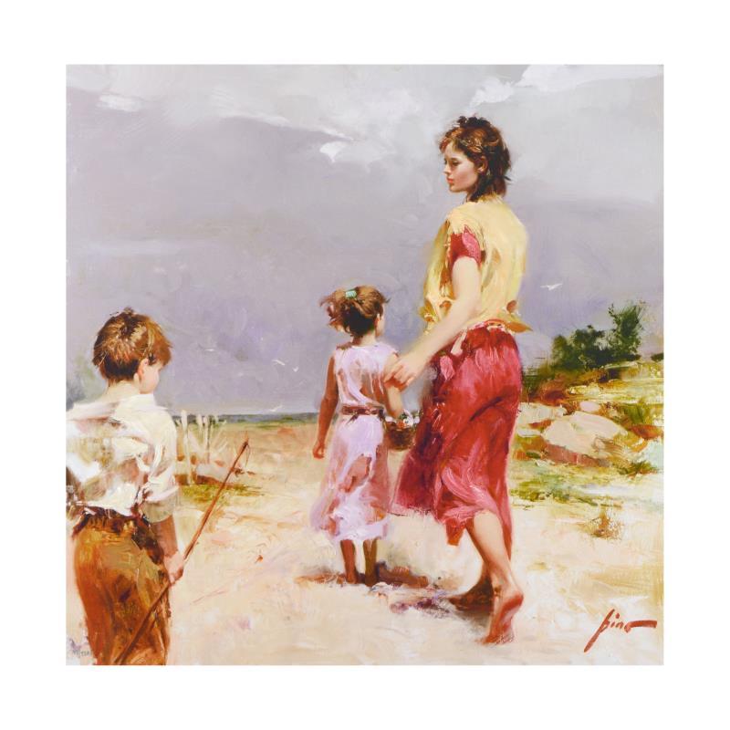 "Going Fishing" Limited Edition Hand Embellished Giclee on Canvas - Mixed Media Art by Pino Daeni