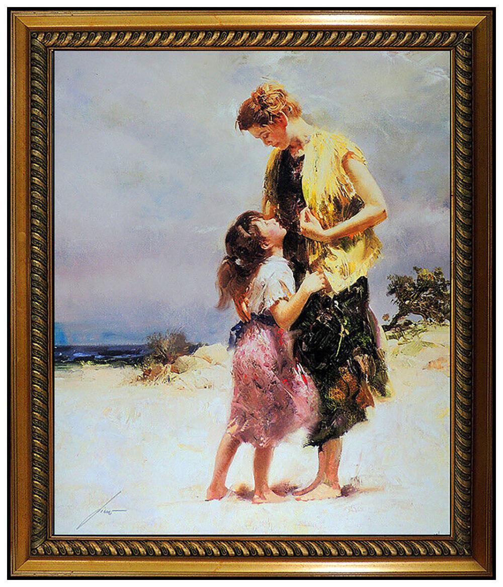 Pino Daeni Large Giclee on Canvas Tenderness Signed Mother Daughter For Sale 1