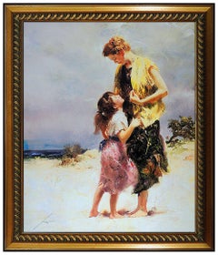 Pino Daeni Large Giclee on Canvas Tenderness Signed Mother Daughter