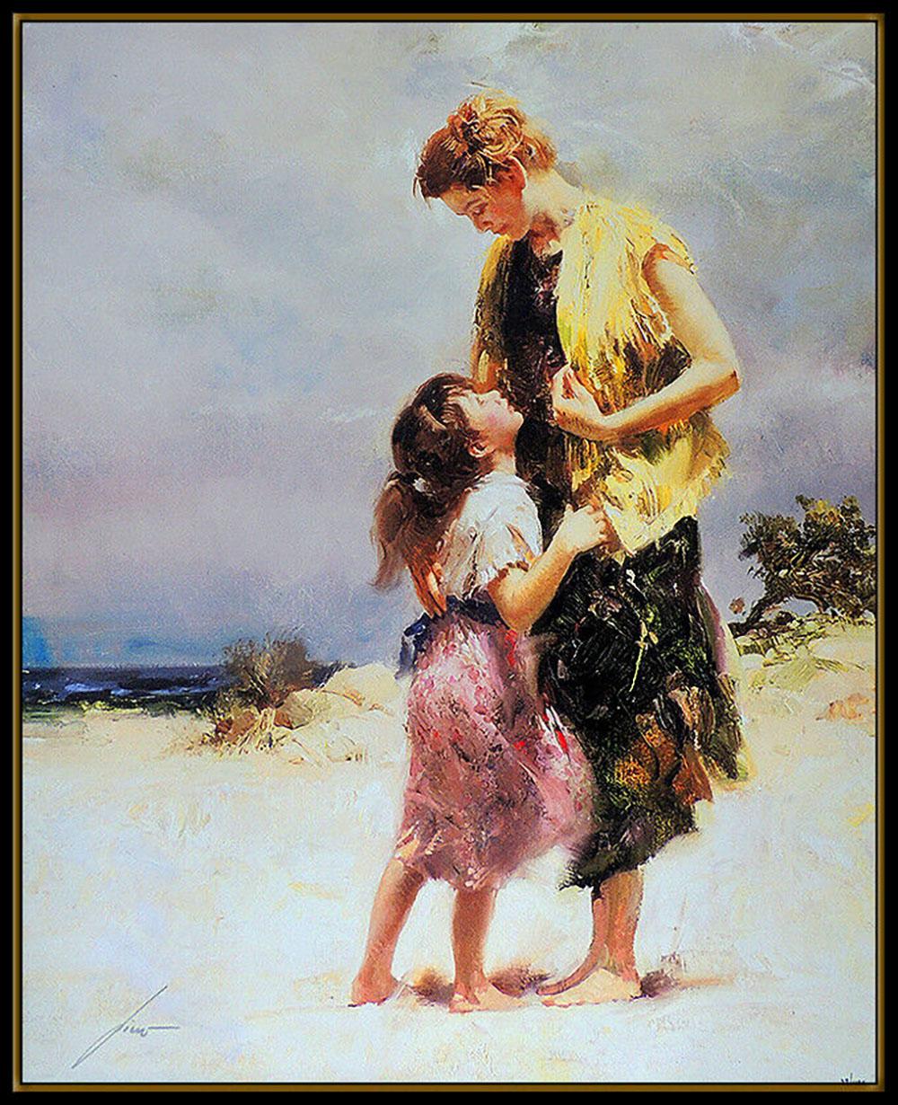 Pino Daeni Large Giclee on Canvas Tenderness Signed Mother Daughter For Sale 2