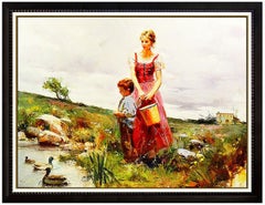 Pino Daeni New Friends Large Giclee on Canvas Signed Landscape