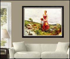 Pino Daeni New Friends Large Giclee on Canvas Signed Landscape