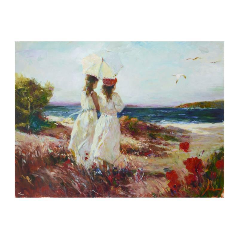 "Sister" Limited Edition Hand Embellished Giclee on Canvas - Mixed Media Art by Pino Daeni
