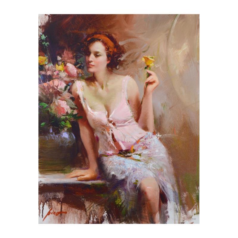 "Sweet Scent" Limited Edition Hand Embellished Giclee on Canvas - Mixed Media Art by Pino Daeni