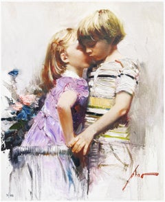The Kiss, Hand Embellished Canvas, Hand Signed Edition, 20x16 in. Stretched