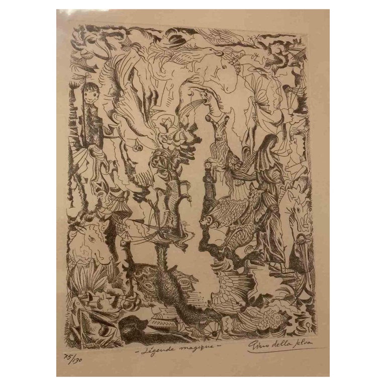 Pino della Selva リトグラフ Le misanthrope Pino della Selva - Legende Magique - Etching by Pino della Selva