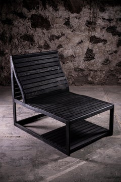 Pino Negro Lounge Chair in High-Quality Blackened Pine by No Age Studio