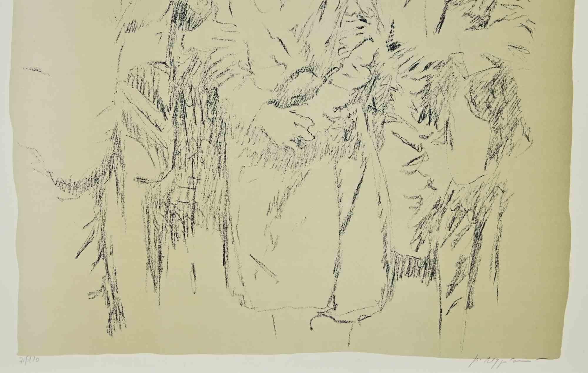 Detrás del jefe - Litografía de Pino Reggiani - 1970 en venta 1