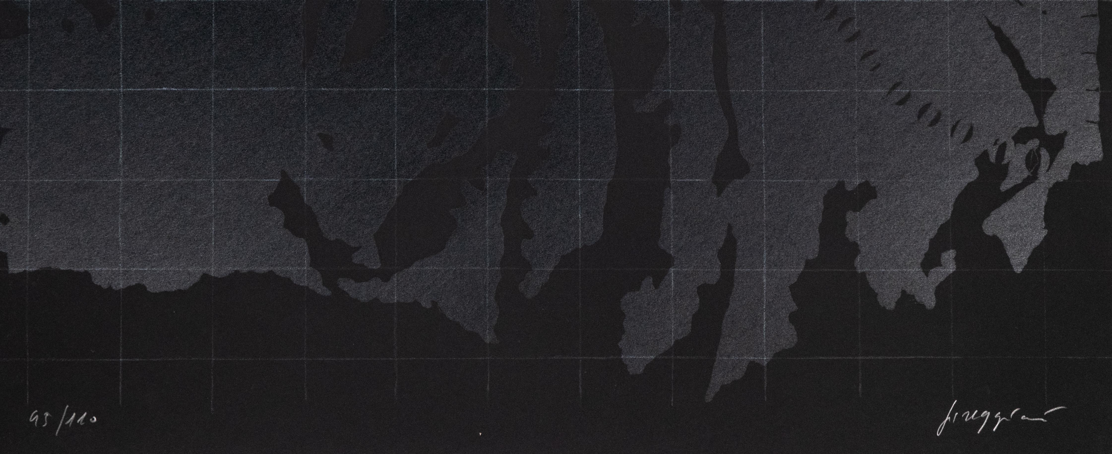 Uomini della notte . Litografia originale di Pino Reggiani - 1970 ca. in vendita 1