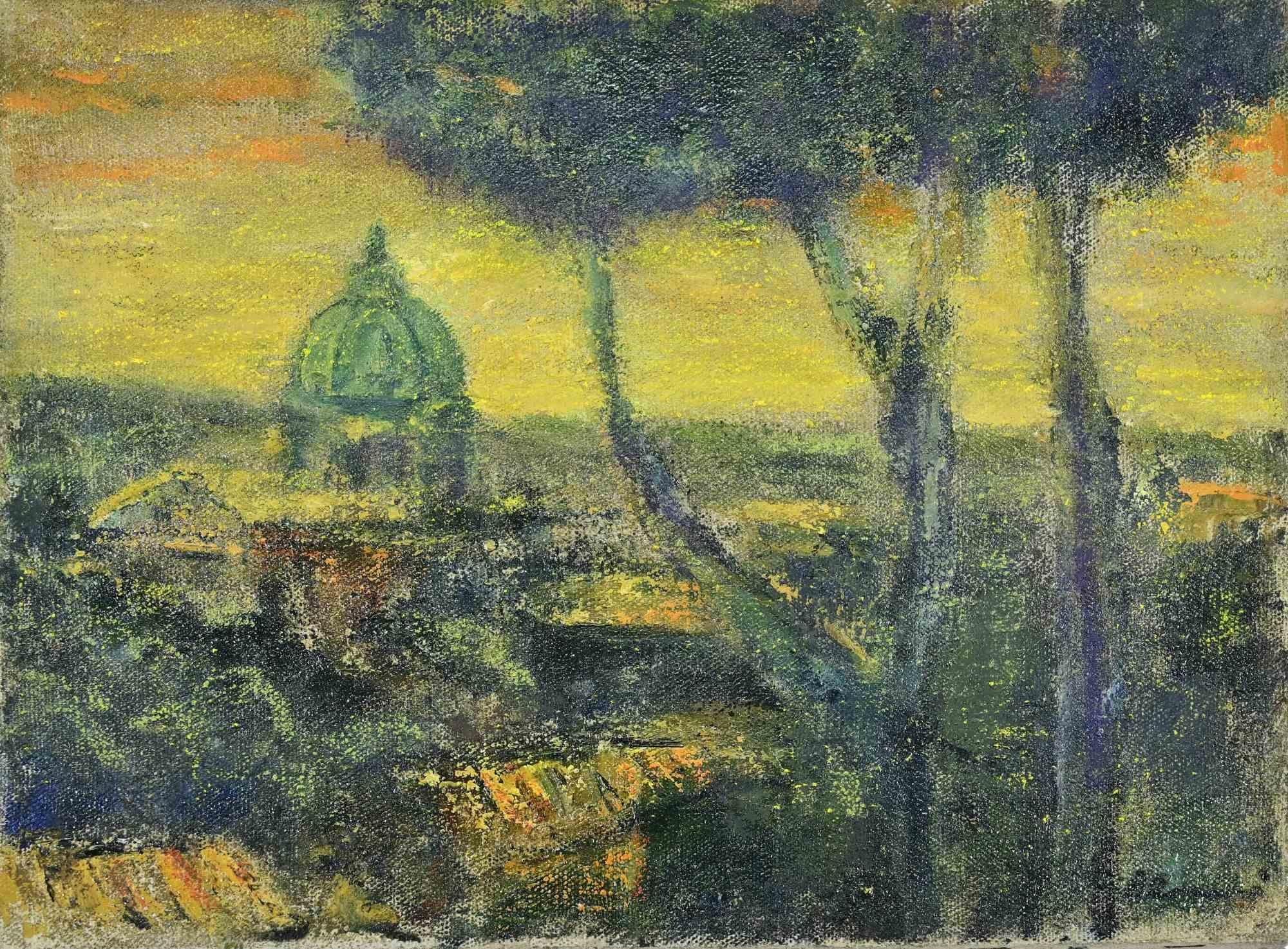 Pomeriggio a Roma - Dipinto ad olio di Pino Romanò - 2000 in vendita 1