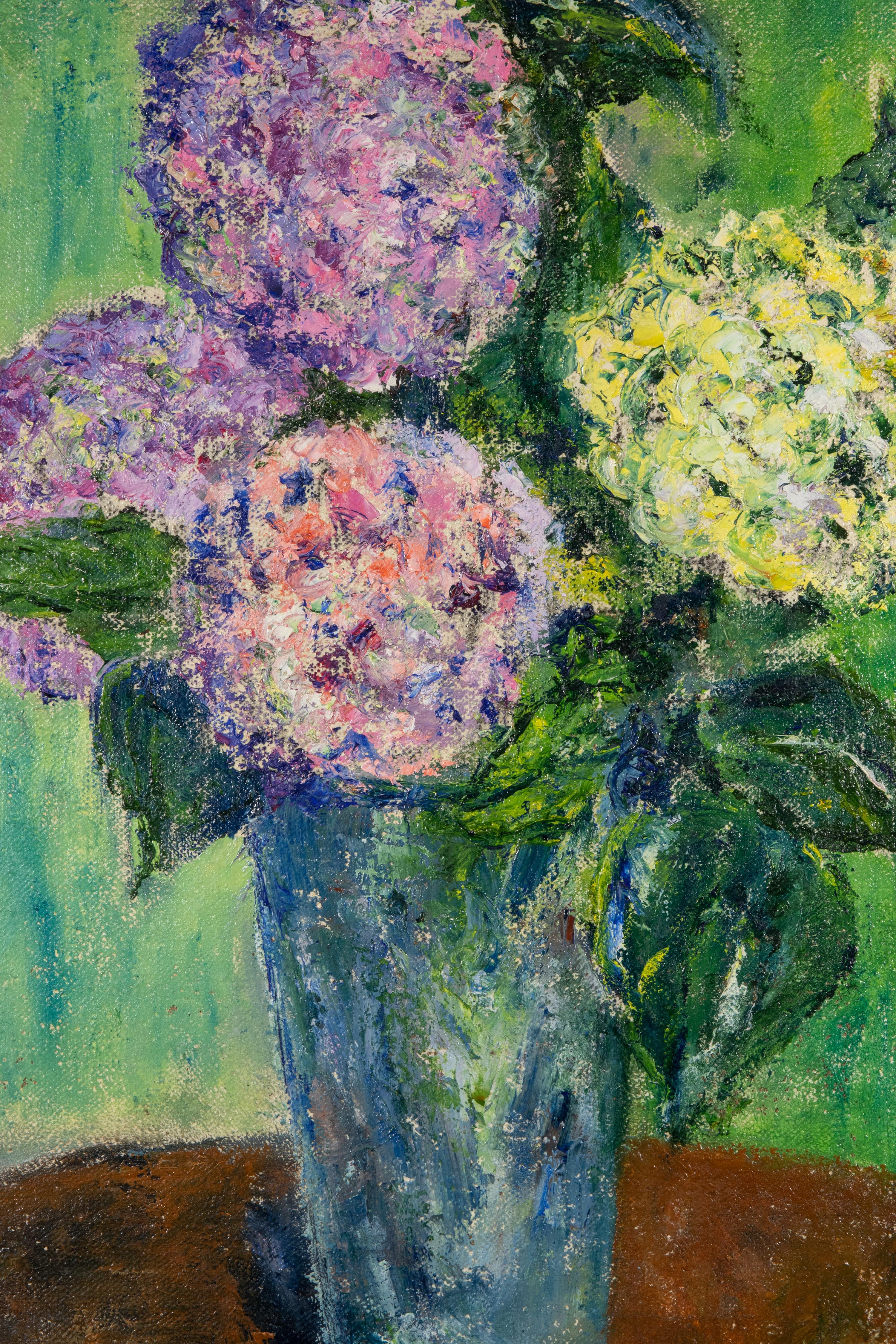 Anna's Hydrangeas - Oil Paint by Pino Romanò - 2000 For Sale 4