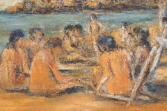Badende am Strand - Ölgemälde von Pino Romanò - 1999