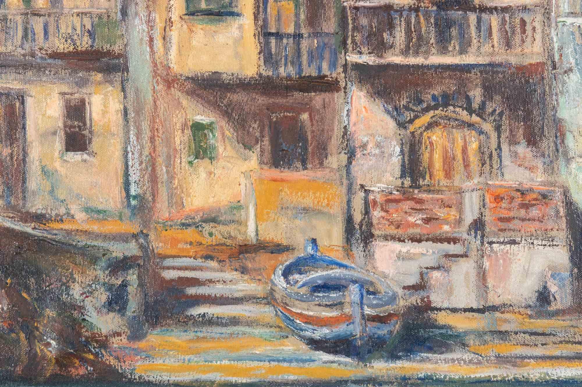 Boat Ashore - Oil Paint by Pino Romanò - 1990s For Sale 1
