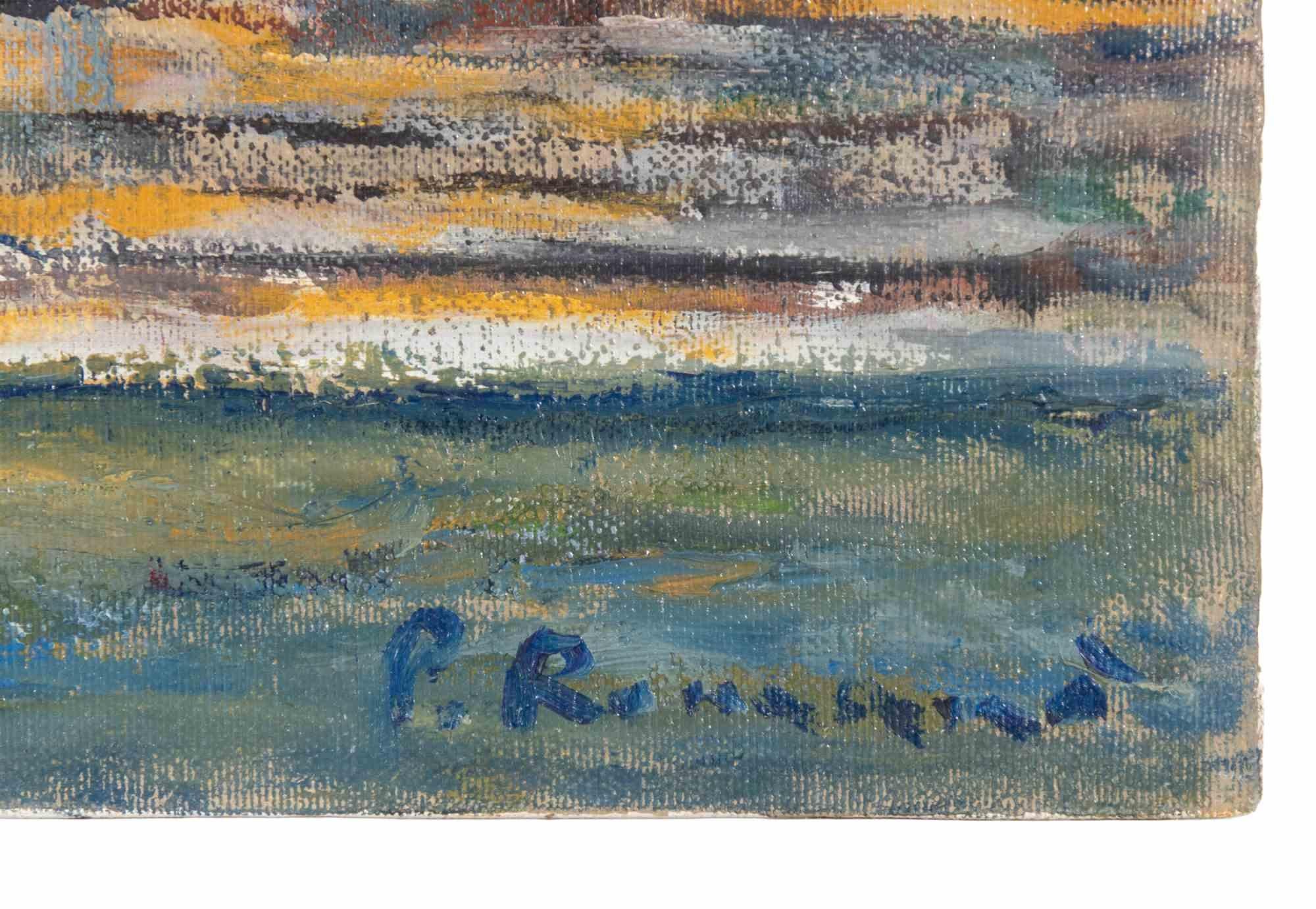 Boat Ashore - Oil Paint by Pino Romanò - 1990s For Sale 2