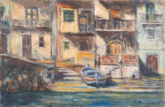Boat Ashore - Oil Paint by Pino Romanò - 1990s
